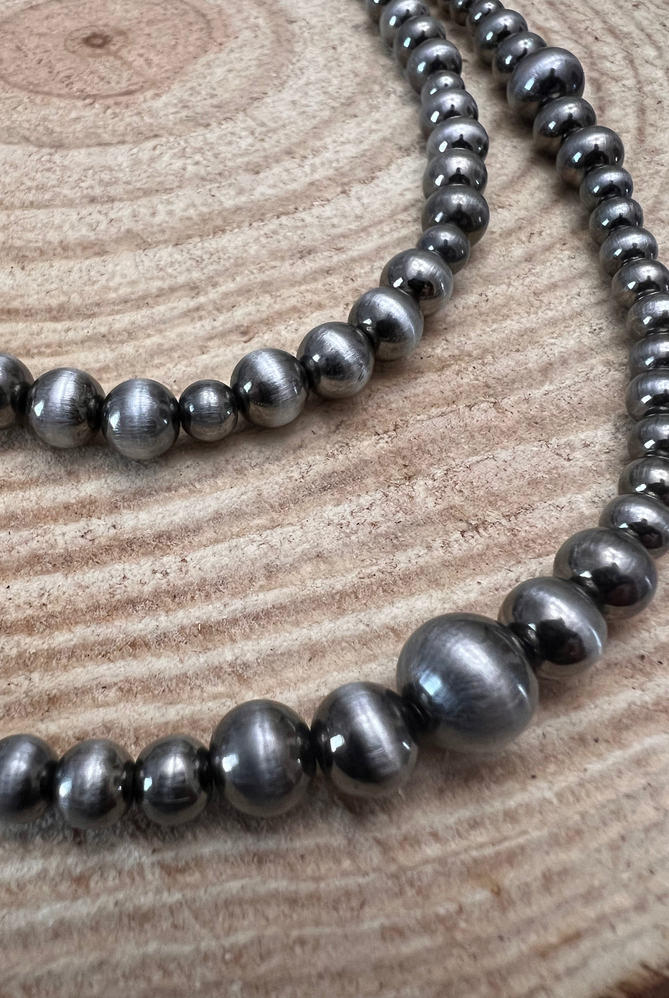 Western Faux Sterling Pearl Necklace - 18 and 22 inch set
