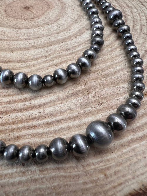 Western Faux Sterling Pearl Necklace - 18 and 22 inch set