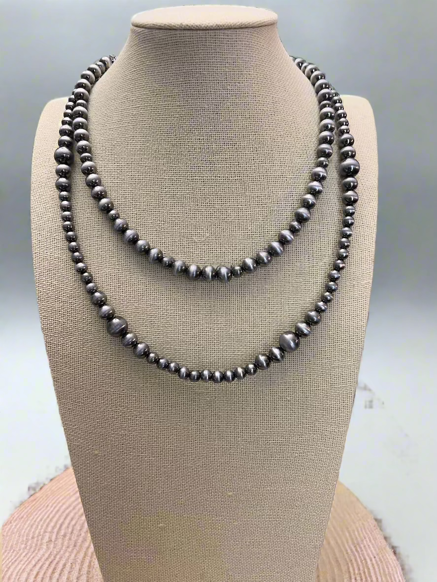 Western Faux Sterling Pearl Necklace - 18 and 22 inch set
