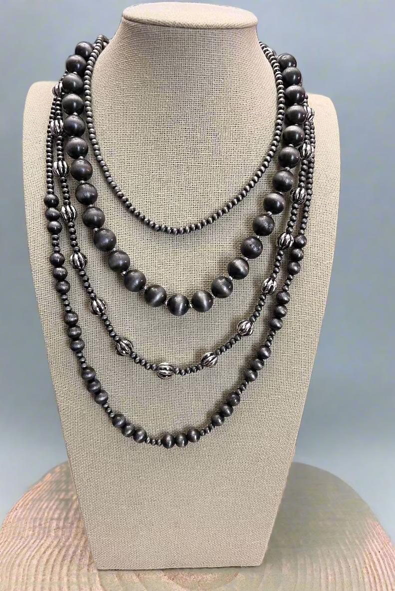 Western Faux Sterling Pearl Necklace Set - 16, 18, 20 and 22 inch set