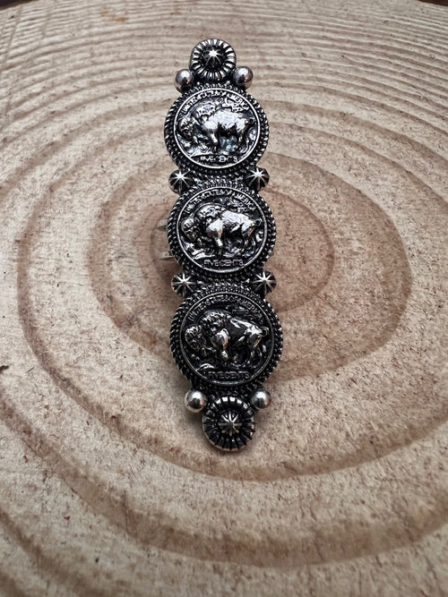 Western Faux Buffalo Coin Cuff Ring