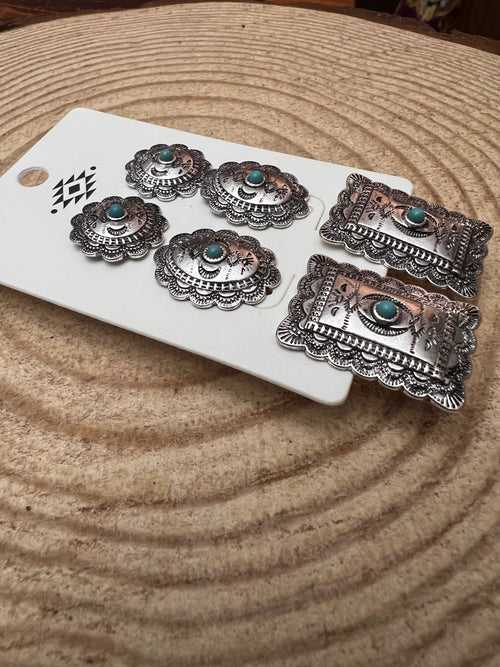 3 Pair Western Concho Earring Set