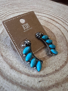 Western Concho Semi Stone Stud Earrings