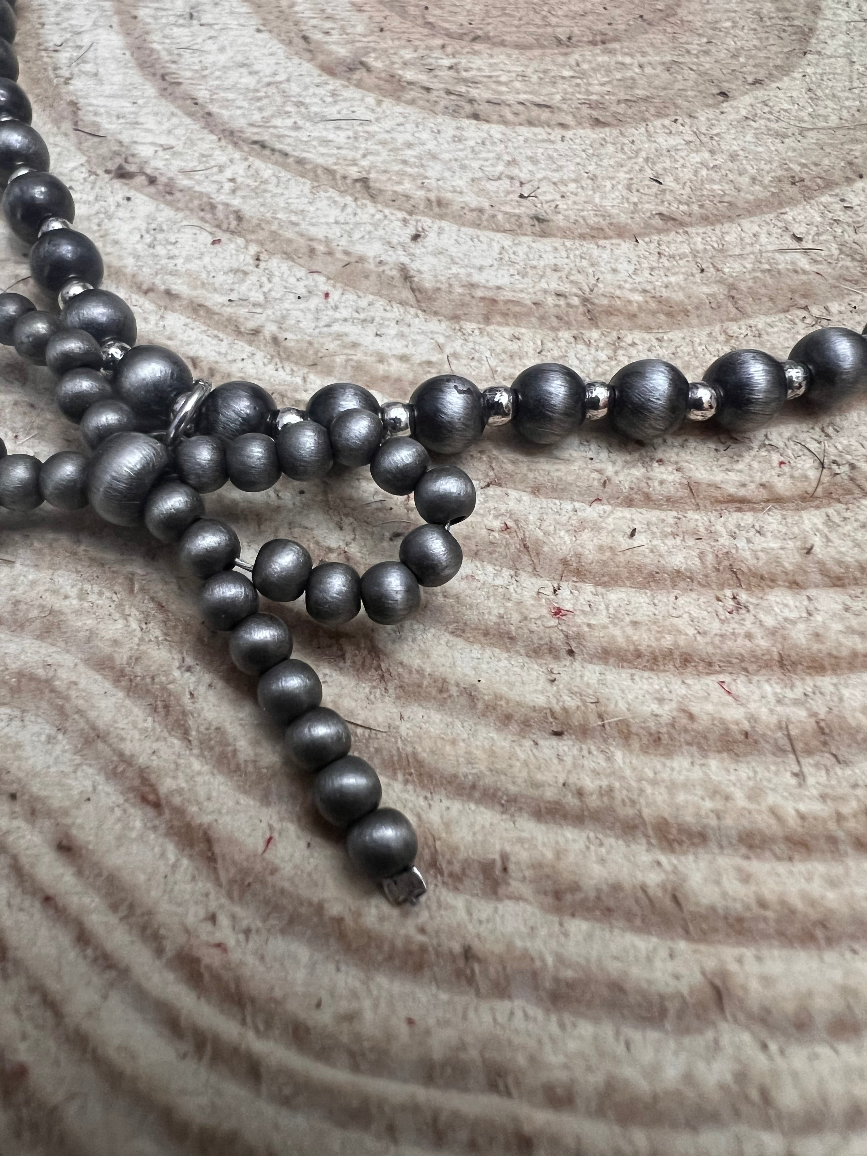 Faux Bow Necklace with Faux 5mm Pearls - 18 inch