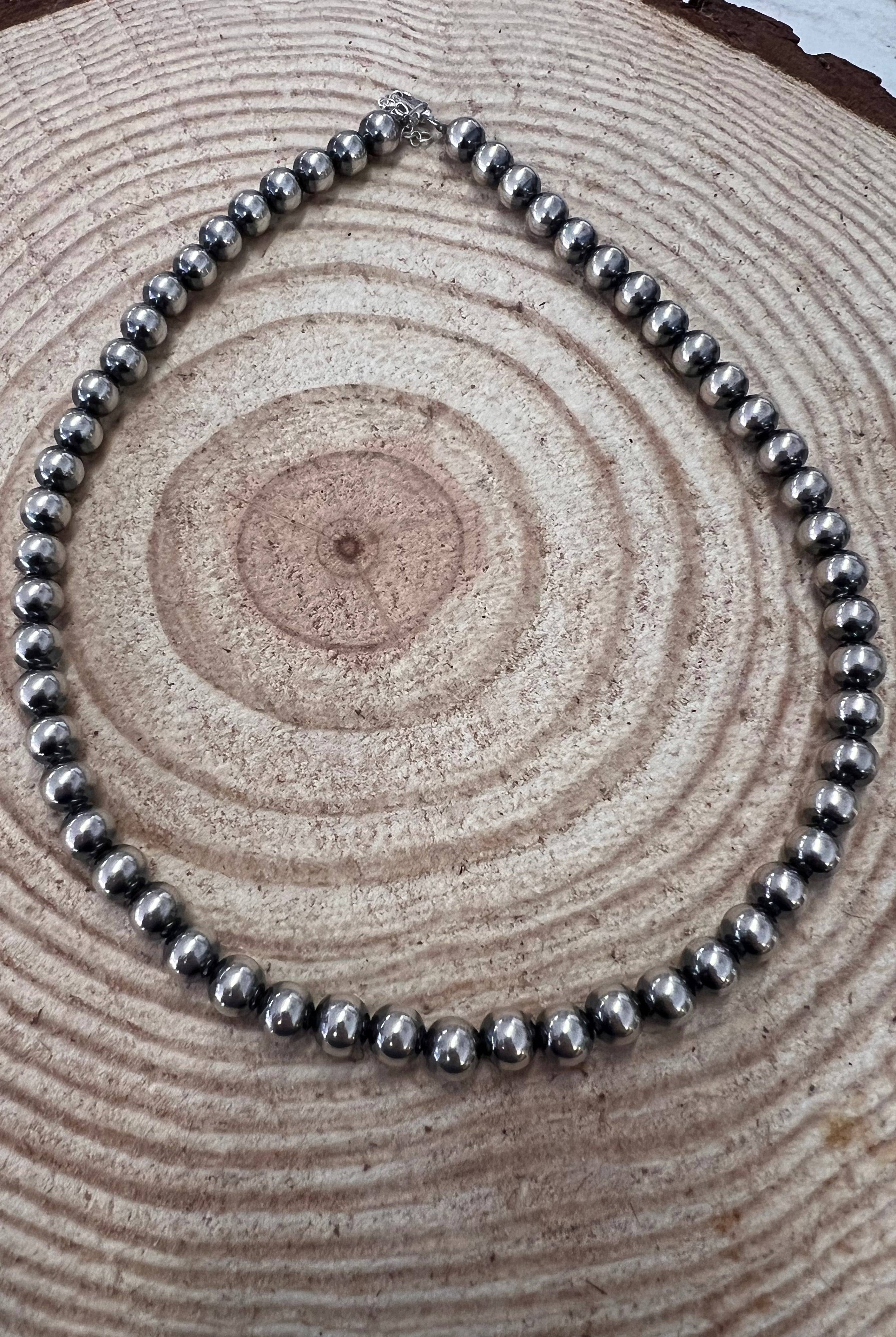 8mm Sterling Pearl Necklace - 18 inch