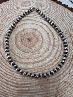 8mm Sterling Pearl Necklace - 18 inch