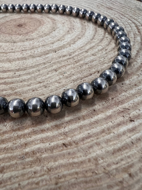 8mm Sterling Pearl Necklace - 18 inch