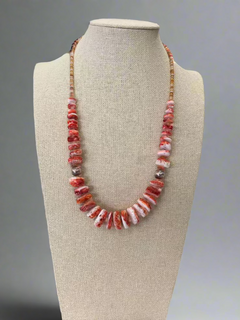 Graduated Orange Spiny oyster necklace - 22 inch
