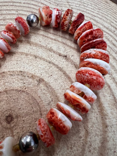 Graduated Orange Spiny oyster necklace - 22 inch