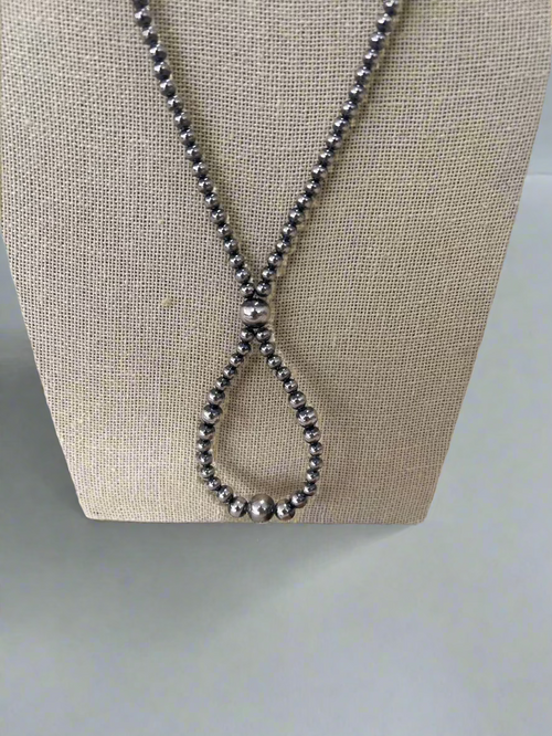 Graduated Sterling Silver Pearls Hoop necklace - 23 inch