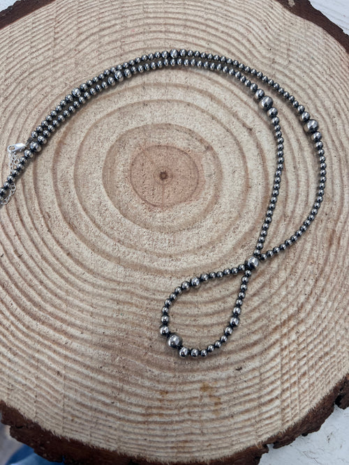 Graduated Sterling Silver Pearls Hoop necklace - 23 inch