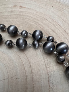 Faux Silver Pearl Lariat Necklace