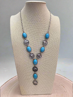 Western Small Buffalo Coin Faux Lariat Necklace - 20 inch + 3