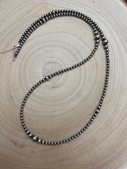 Graduated Sterling Pearl Necklace - 28 inch