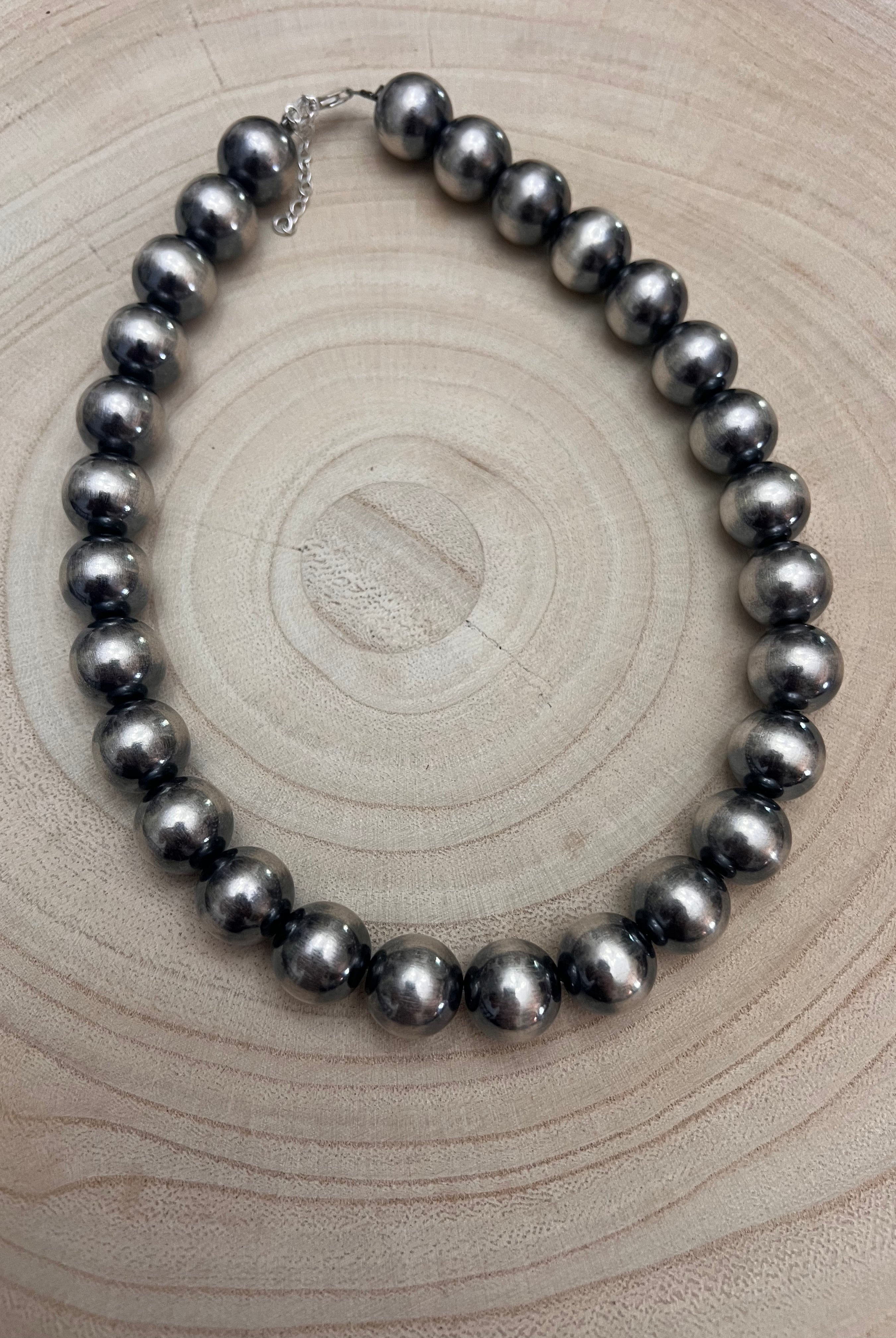 14mm Sterling Silver Pearls Necklace - 16 inch