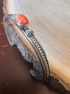 Sterling Silver & Spiny Oyster Bracelet by Jerome Delgarito