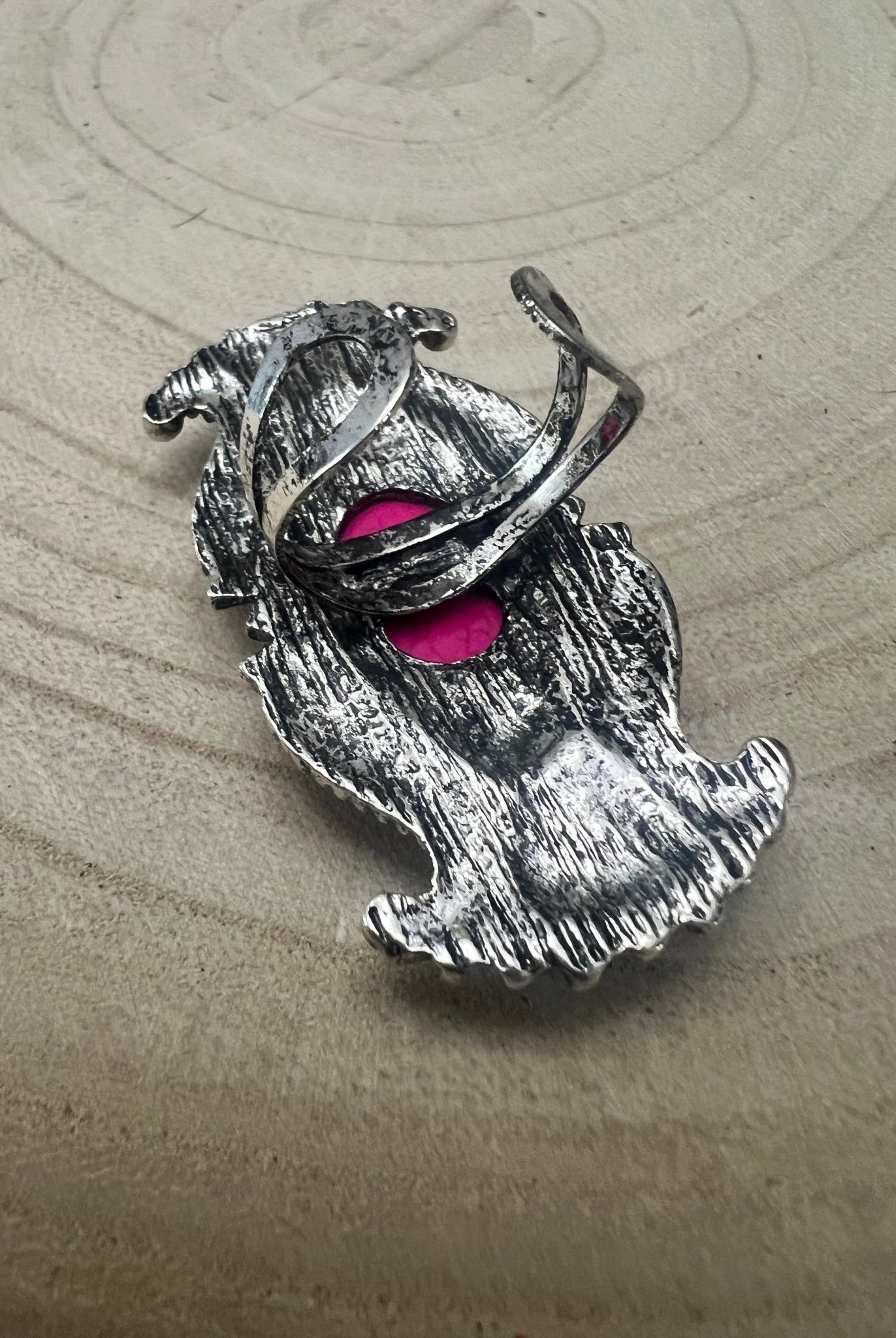 Adjustable Concho Ring with Faux Pink Stone - Cowhide and Conchos