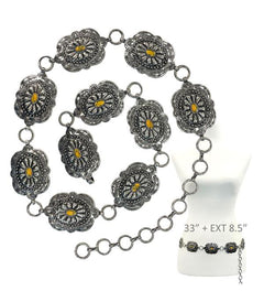 Adobe Concho Belt - Cowhide and Conchos