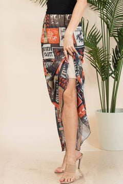 Agatha Western Rodeo Lined Full Length Mesh Skirt - Cowhide and Conchos