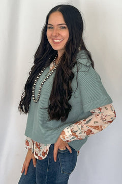 Agave Half - Zip Sweater - Cowhide and Conchos