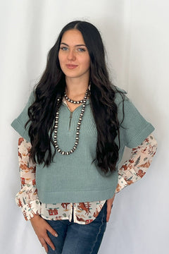 Agave Half - Zip Sweater - Cowhide and Conchos