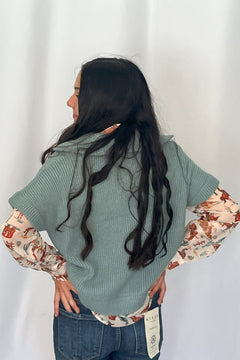 Agave Half - Zip Sweater - Cowhide and Conchos