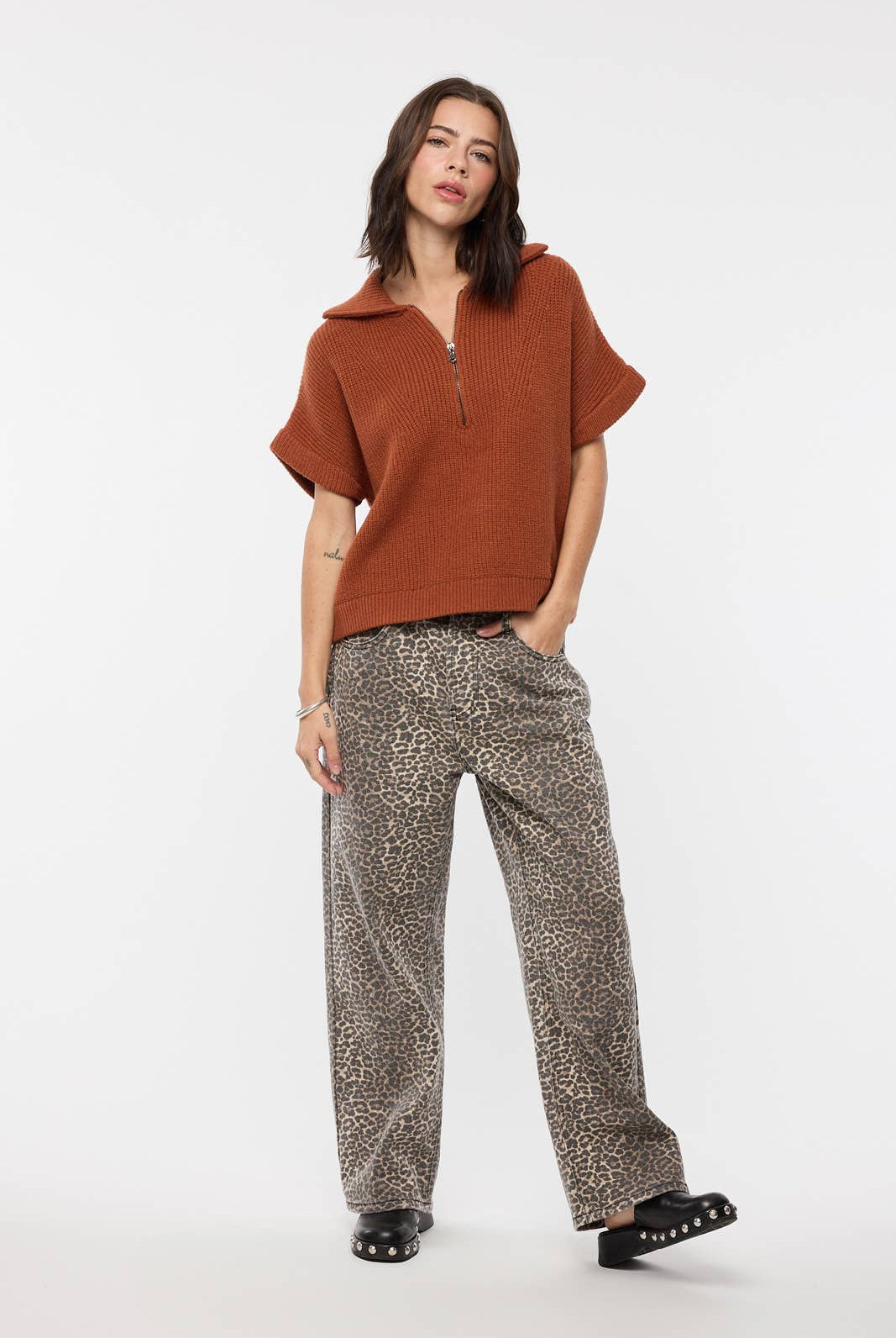 Agave Half - Zip Sweater - large remaining - Cowhide and Conchos