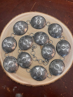 Albuquerque Concho Belt - small/medium or large/XL - Cowhide and Conchos