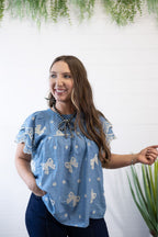 All Tied Up Bow Top - Cowhide and Conchos