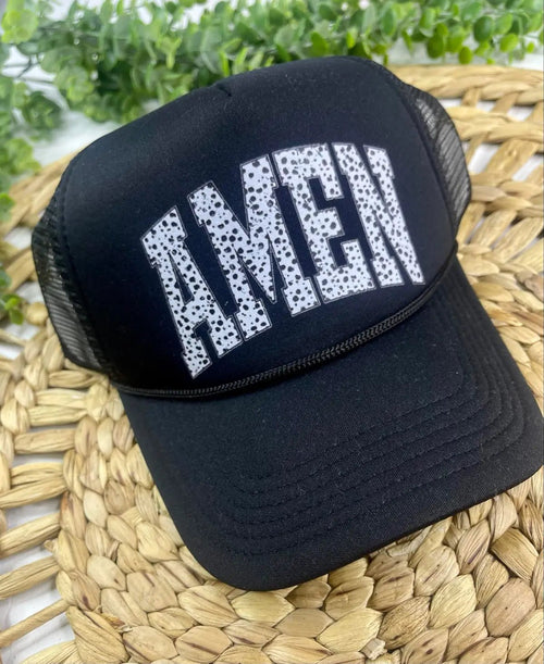 Amen Trucker Hat - Cowhide and Conchos