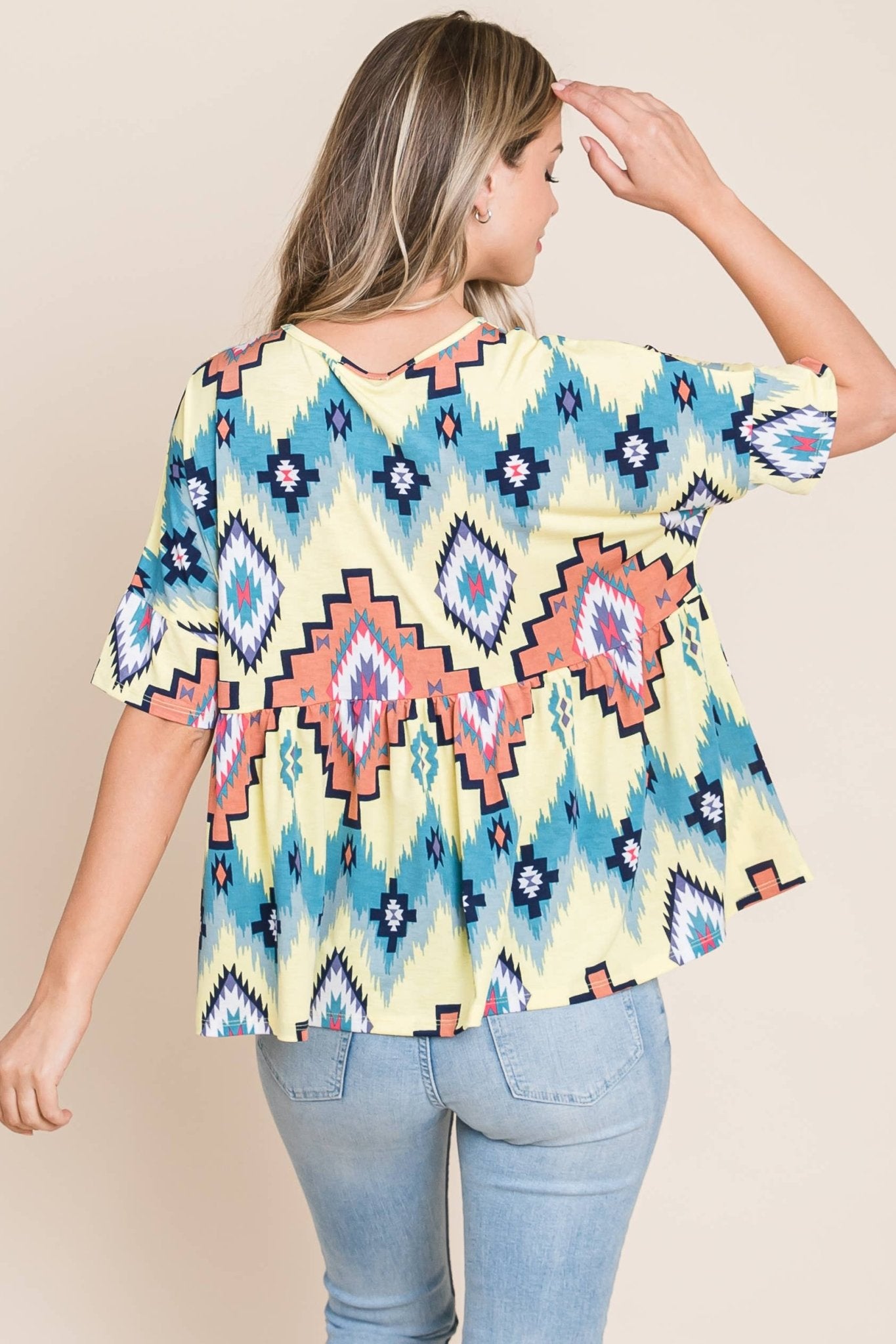 Aztec Print Top - Cowhide and Conchos
