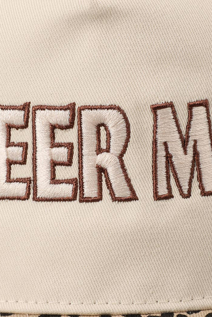 BEER ME Embroidered Trucker Hat - Leopard or Camo - Cowhide and Conchos
