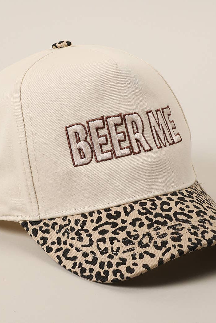 BEER ME Embroidered Trucker Hat - Leopard or Camo - Cowhide and Conchos