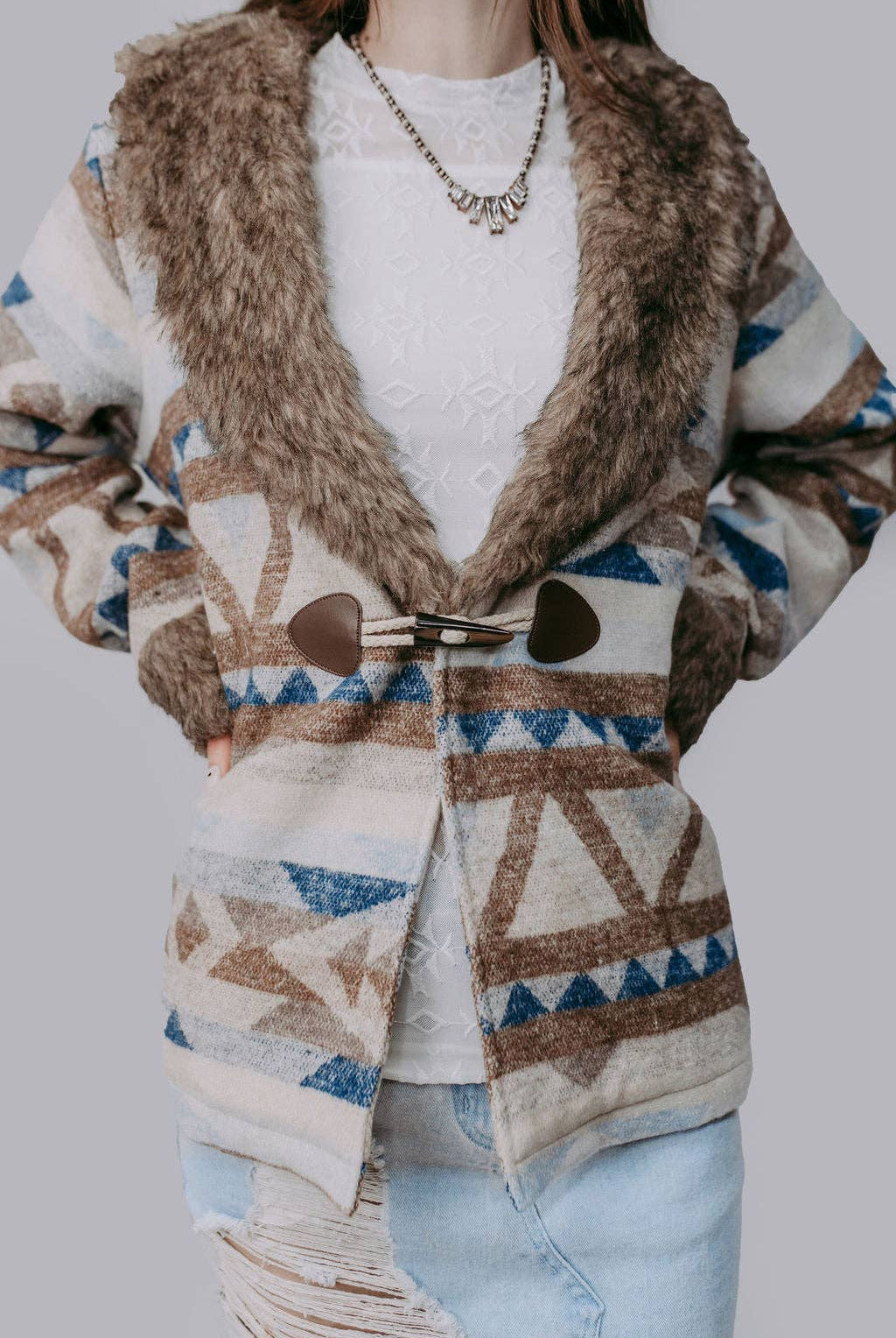 Belle of the West Fur Coat - Cowhide and Conchos