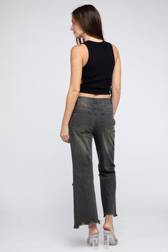 Bibi Distressed Vintage Washed Wide Leg Pants - Medium remaining - Cowhide and Conchos