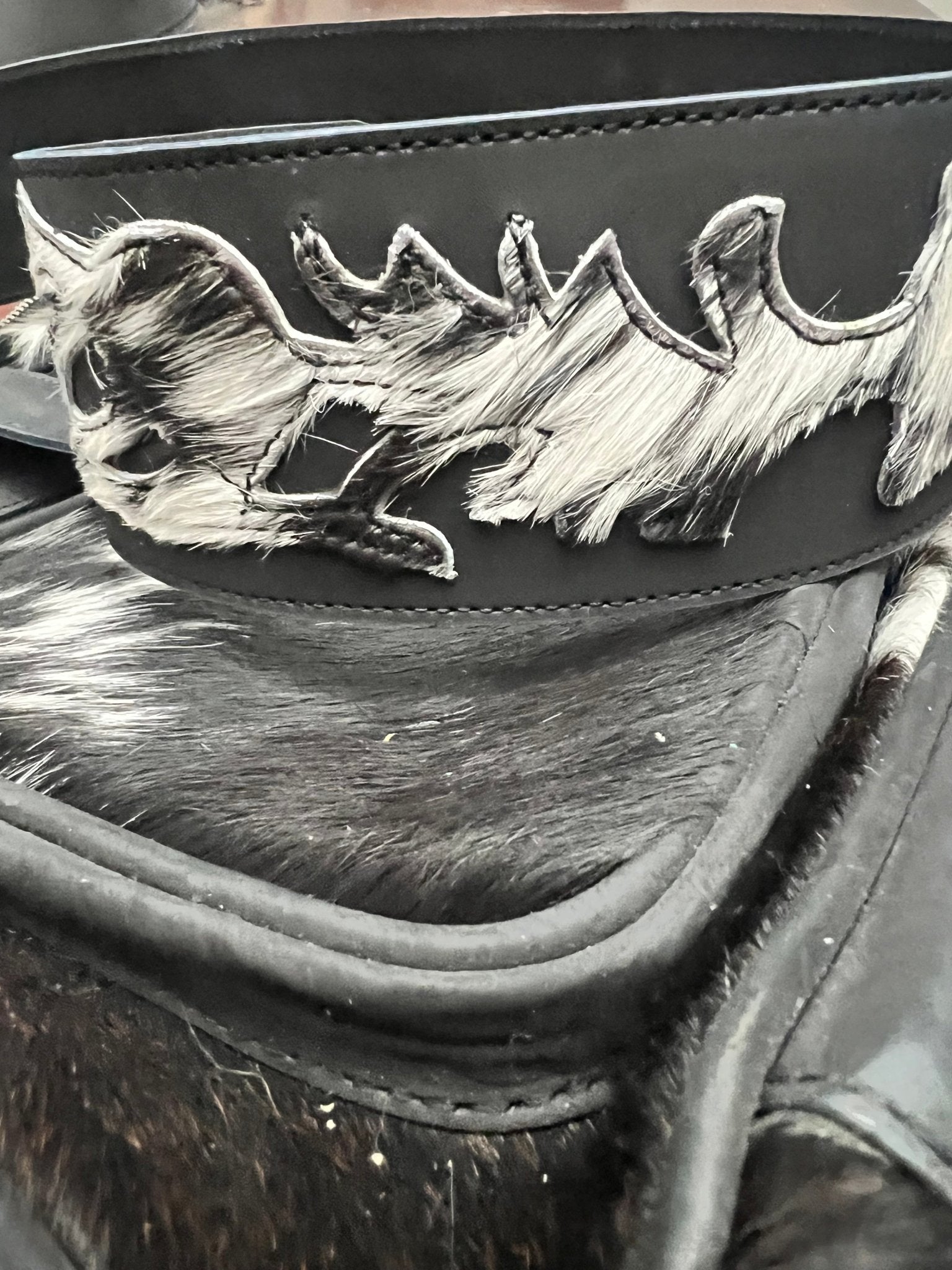 Black and White Hair on Hide Crossbody Diaper Bag - Cowhide and Conchos