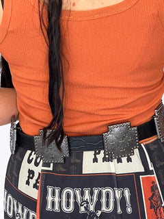 Black Gator Genuine Leather Cross Concho Belt - Cowhide and Conchos