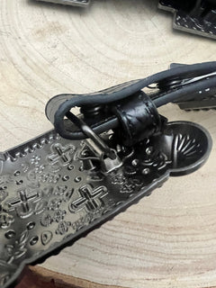 Black Gator Genuine Leather Cross Concho Belt - Cowhide and Conchos