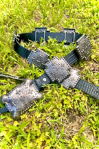 Black Gator Genuine Leather Cross Concho Belt - Cowhide and Conchos
