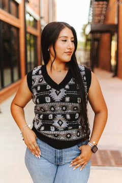 Black Knit Sweater Top - Cowhide and Conchos