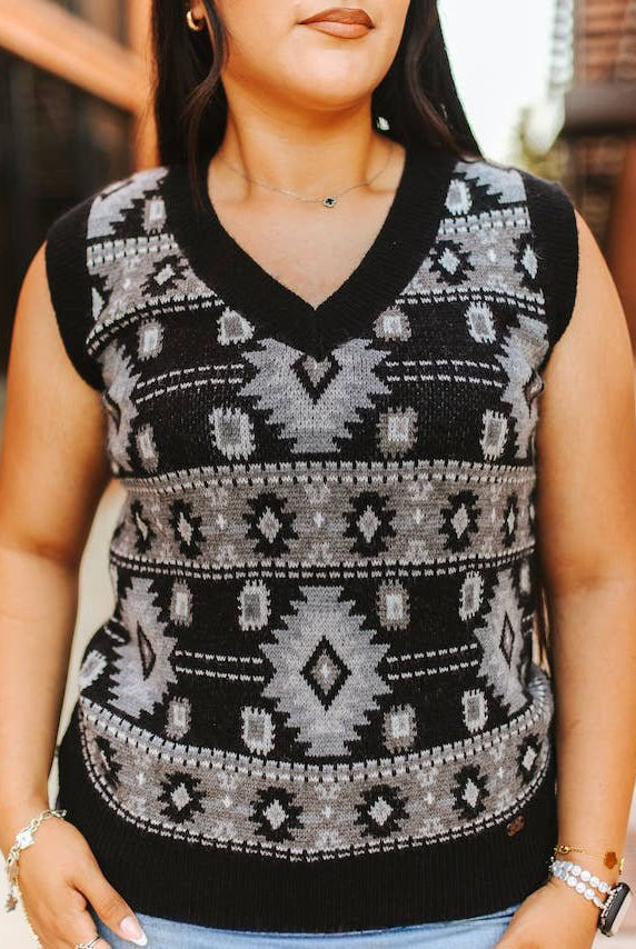 Black Knit Sweater Top - Cowhide and Conchos