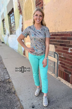 Blooming Desert Tee - Cowhide and Conchos