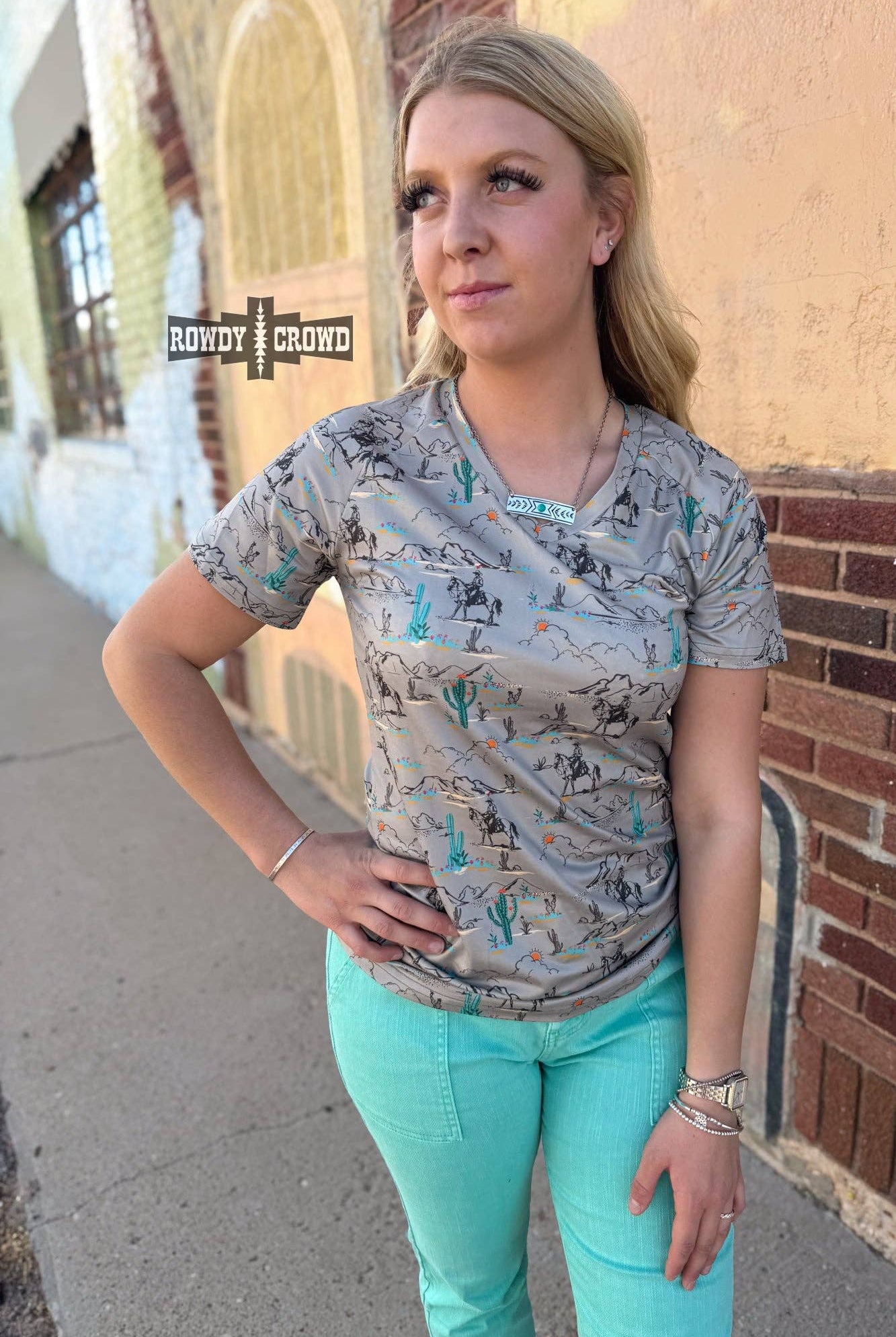 Blooming Desert Tee - Cowhide and Conchos