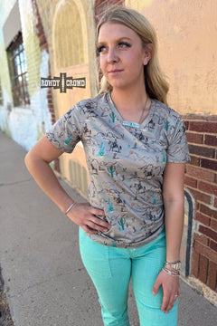 Blooming Desert Tee - Cowhide and Conchos