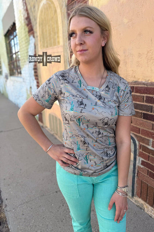 Blooming Desert Tee - Cowhide and Conchos