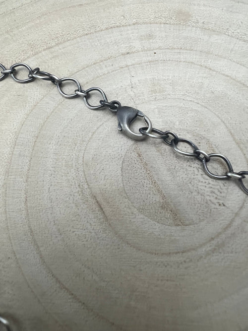 Bobby Johnson Turquoise & Sterling Silver Necklace - Cowhide and Conchos