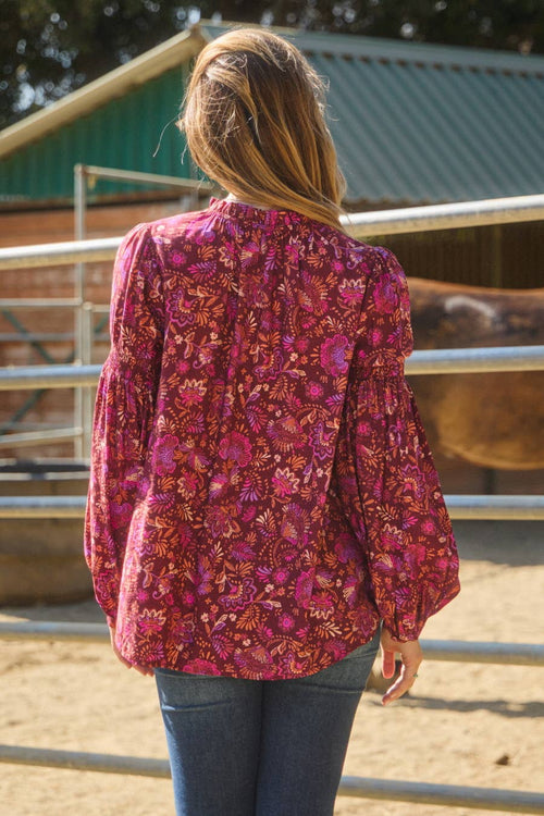 Bohemian Print Blouse - Cowhide and Conchos