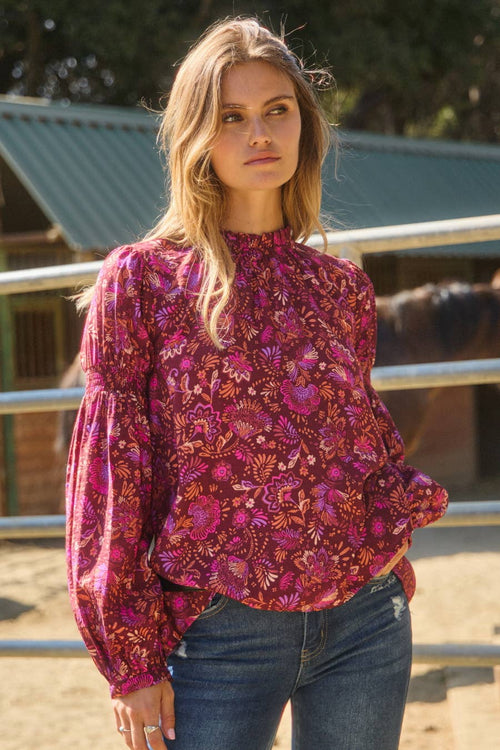 Bohemian Print Blouse - Cowhide and Conchos