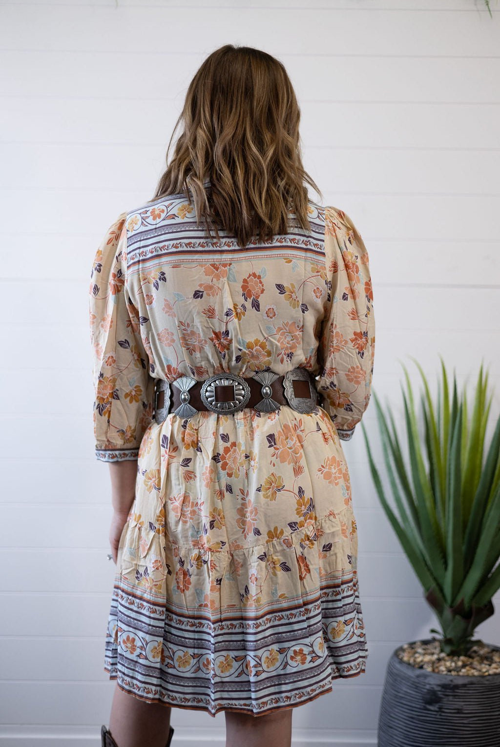 Boho A - Line Dress - Cowhide and Conchos