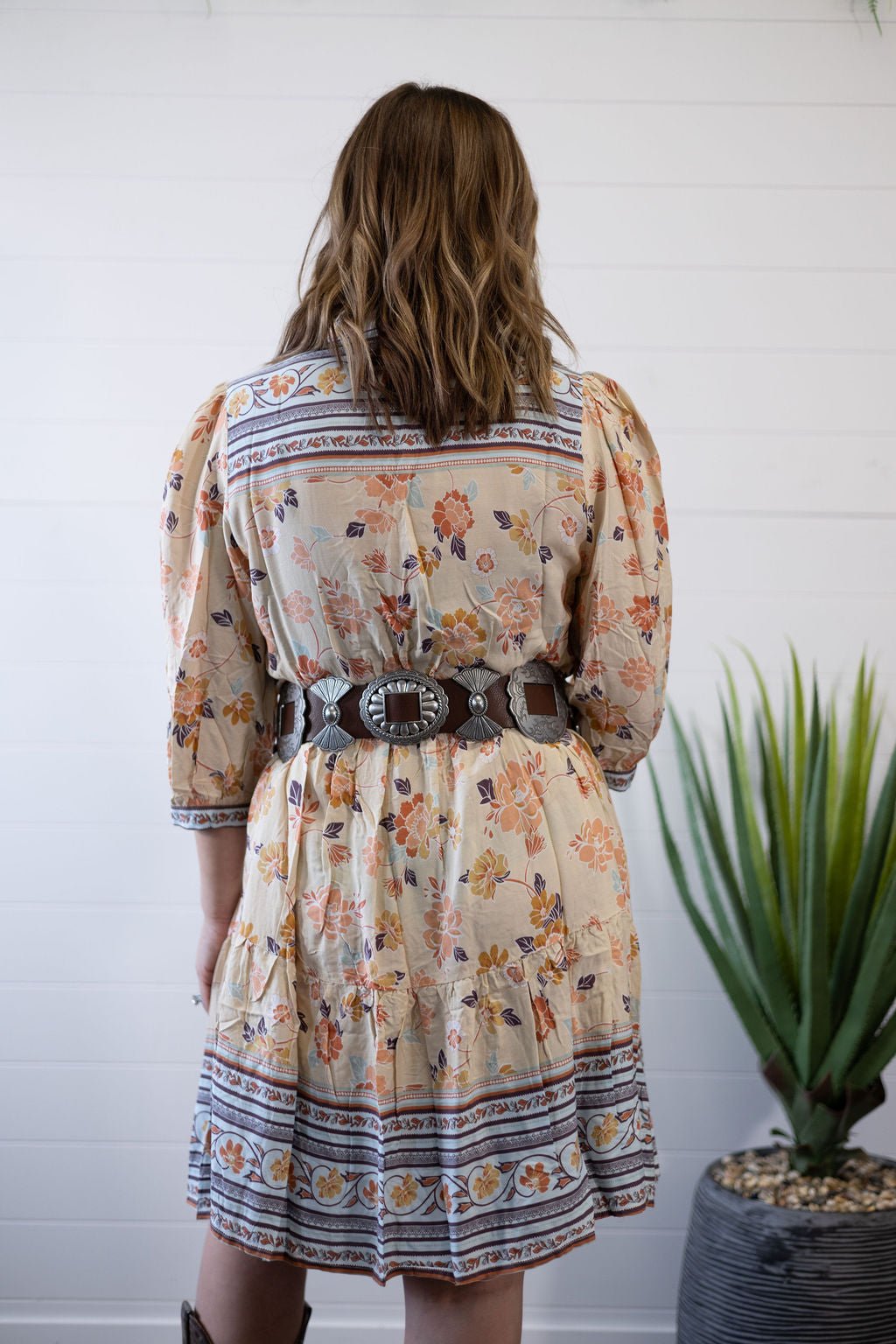 Boho A - Line Dress - Cowhide and Conchos